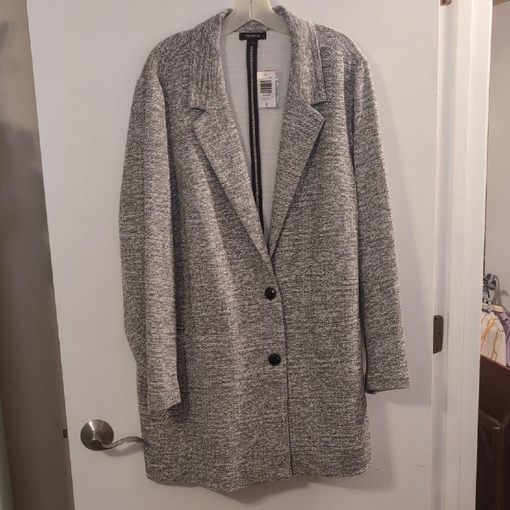 *NEW* Torrid Gray Boyfriend Blazer W/Pockets, Long Sleeves, Textured Appearance
